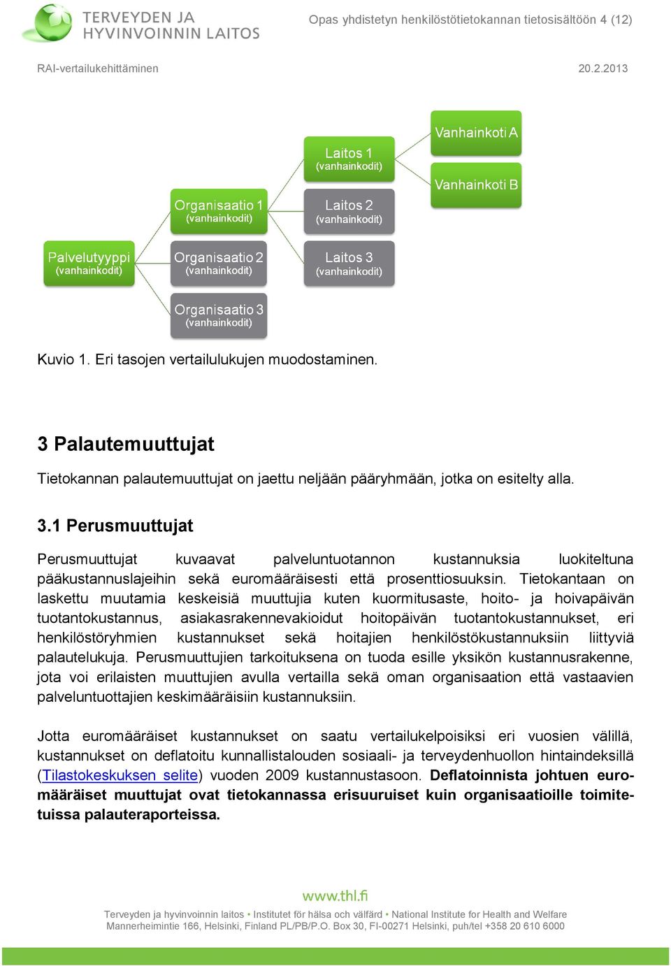 1 Perusmuuttujat Perusmuuttujat kuvaavat palveluntuotannon kustannuksia luokiteltuna pääkustannuslajeihin sekä euromääräisesti että prosenttiosuuksin.
