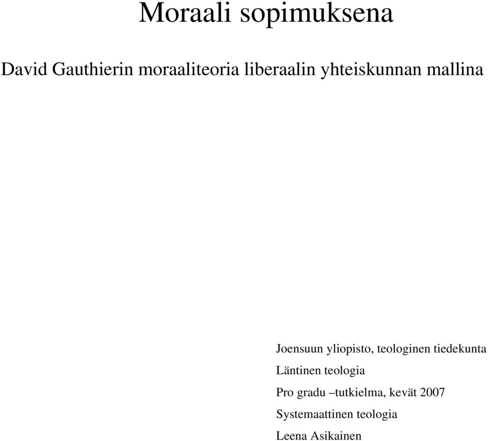 teologinen tiedekunta Läntinen teologia Pro gradu