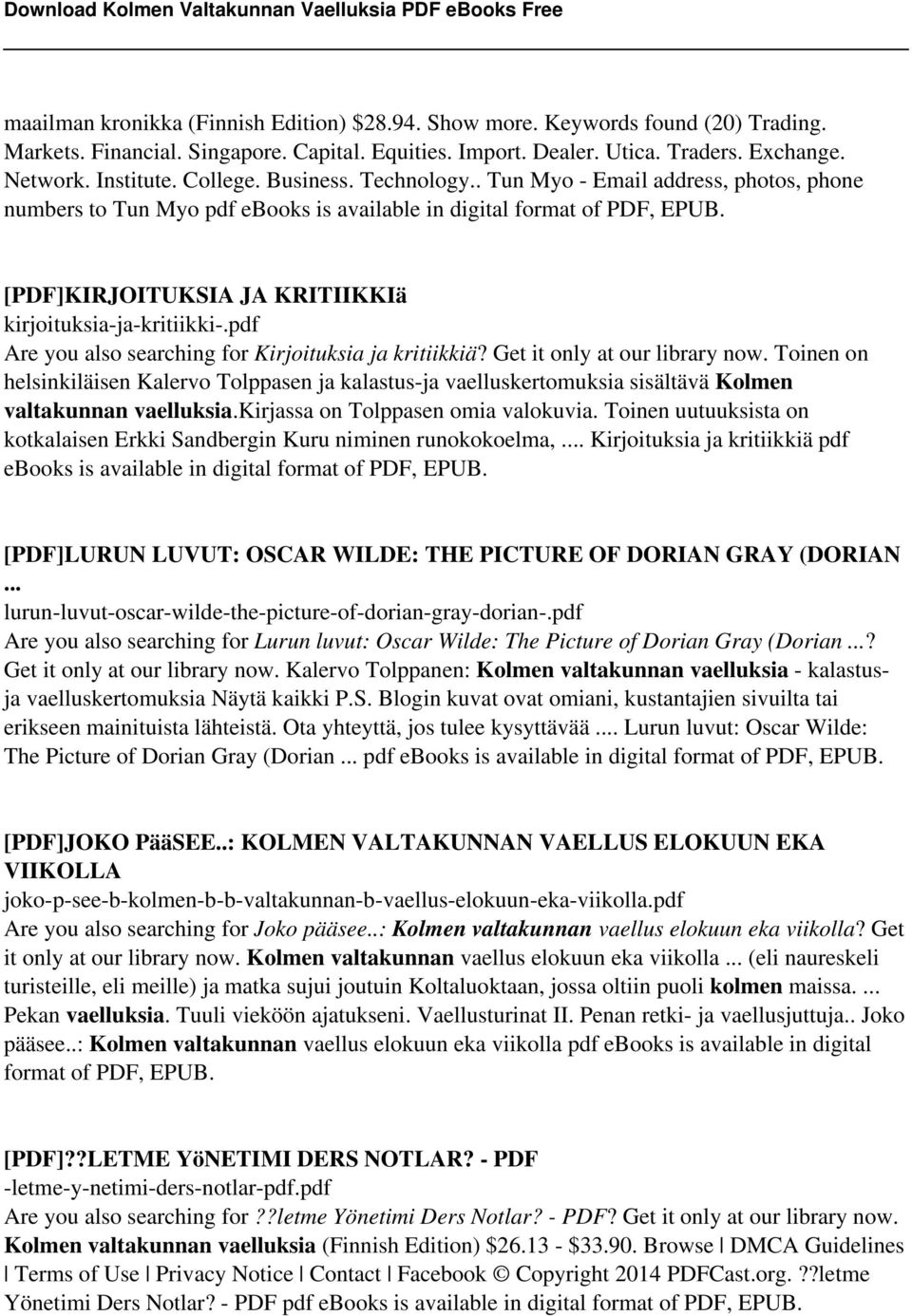 [PDF]KIRJOITUKSIA JA KRITIIKKIä kirjoituksia-ja-kritiikki-.pdf Are you also searching for Kirjoituksia ja kritiikkiä? Get it only at our library now.