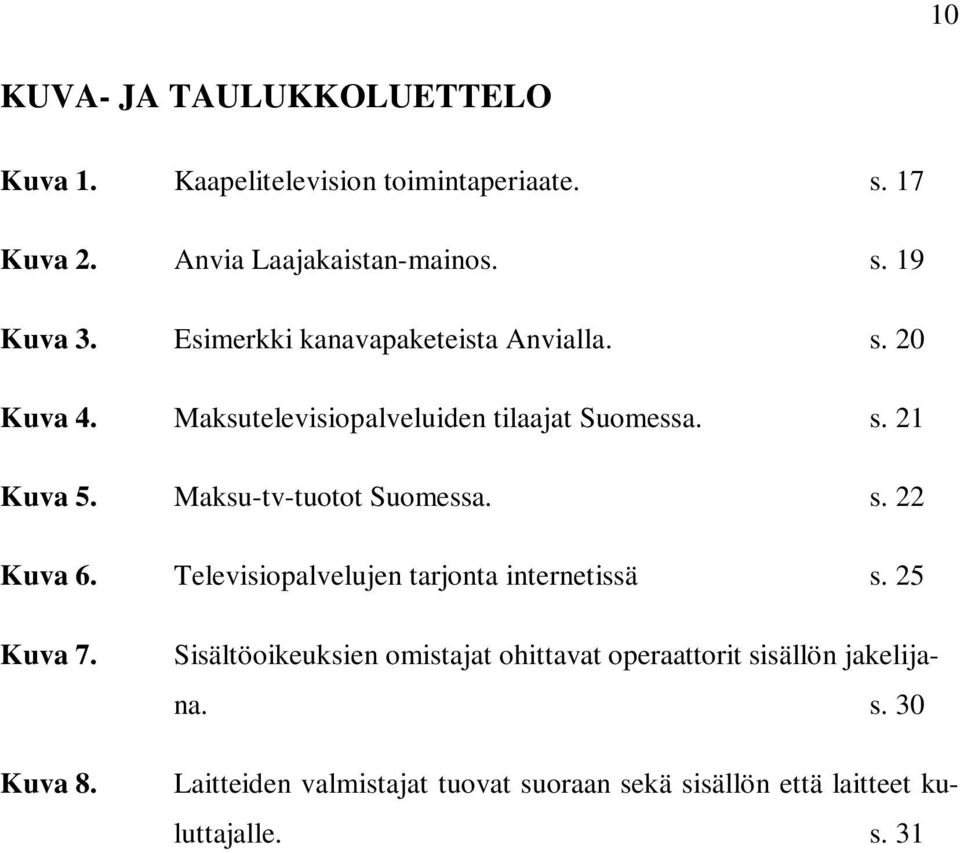 Maksu-tv-tuotot Suomessa. s. 22 Kuva 6. Televisiopalvelujen tarjonta internetissä s. 25 Kuva 7. Kuva 8.