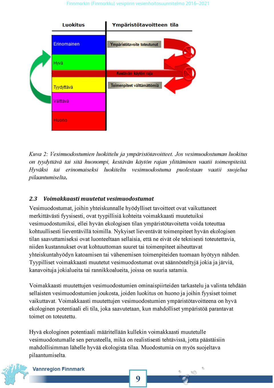 3 Voimakkaasti muutetut vesimuodostumat Vesimuodostumat, joihin yhteiskunnalle hyödylliset tavoitteet ovat vaikuttaneet merkittävästi fyysisesti, ovat tyypillisiä kohteita voimakkaasti muutetuiksi