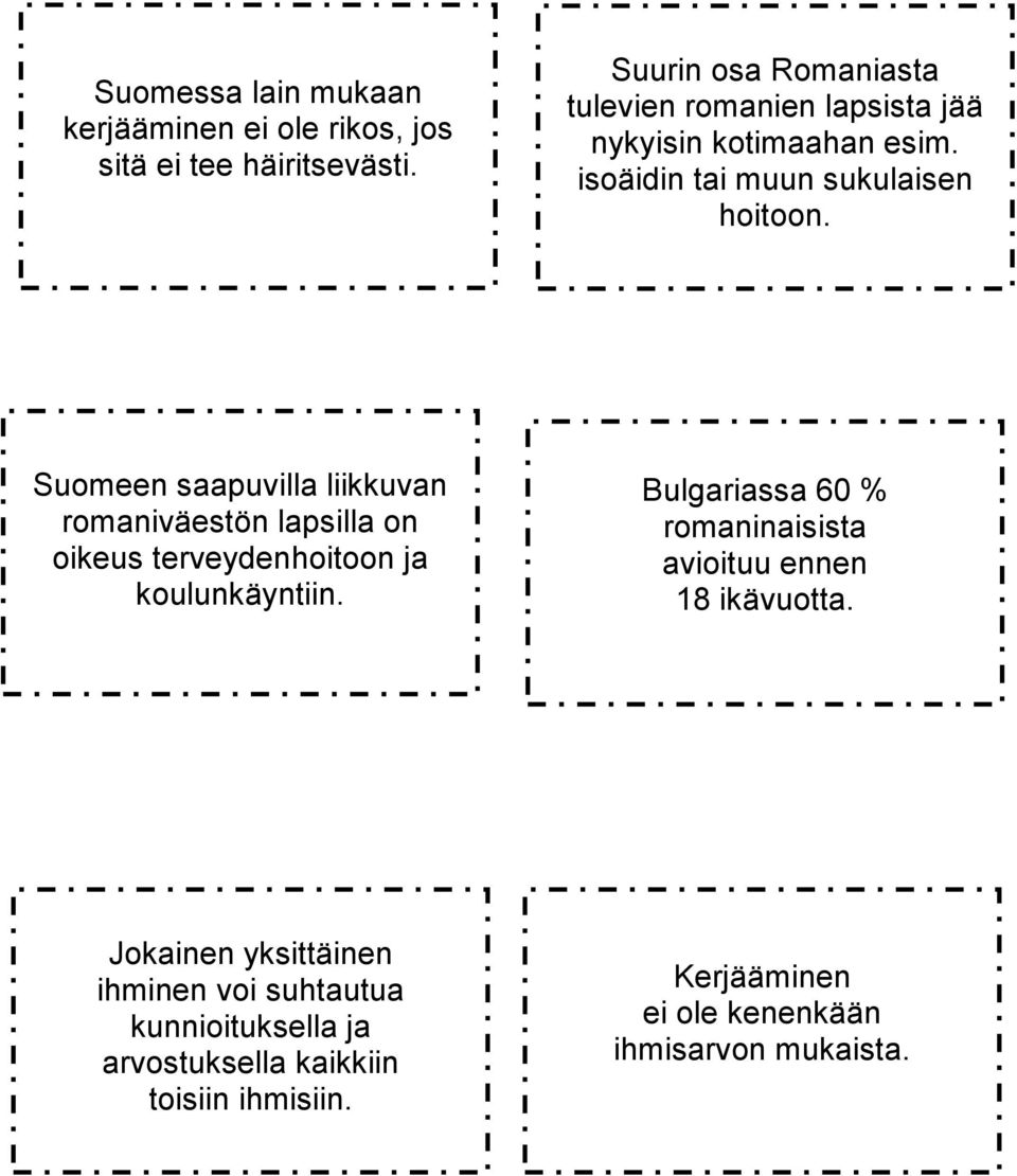 Suomeen saapuvilla liikkuvan romaniväestön lapsilla on oikeus terveydenhoitoon ja koulunkäyntiin.
