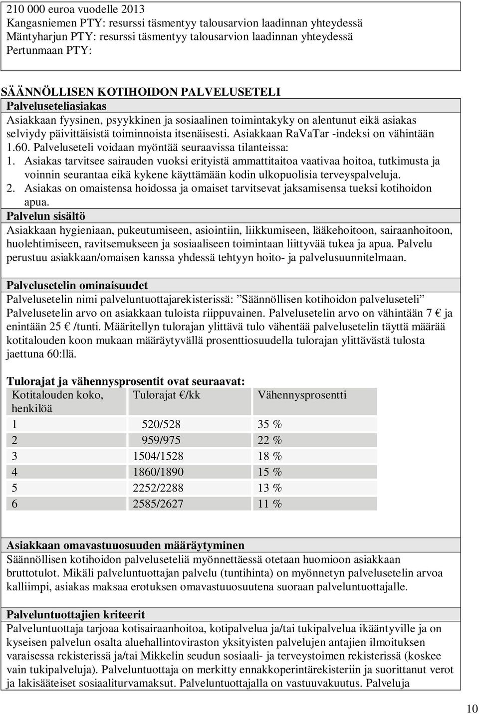 Asiakkaan RaVaTar -indeksi on vähintään 1.60. Palveluseteli voidaan myöntää seuraavissa tilanteissa: 1.