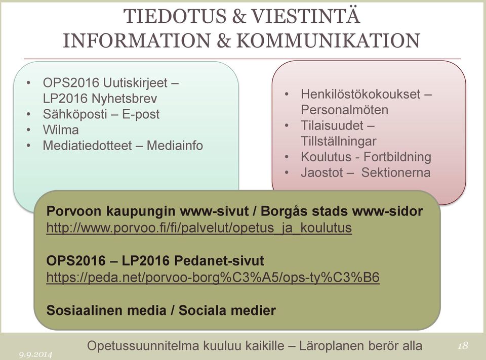 Jaostot Sektionerna Porvoon kaupungin www-sivut / Borgås stads www-sidor http://www.porvoo.