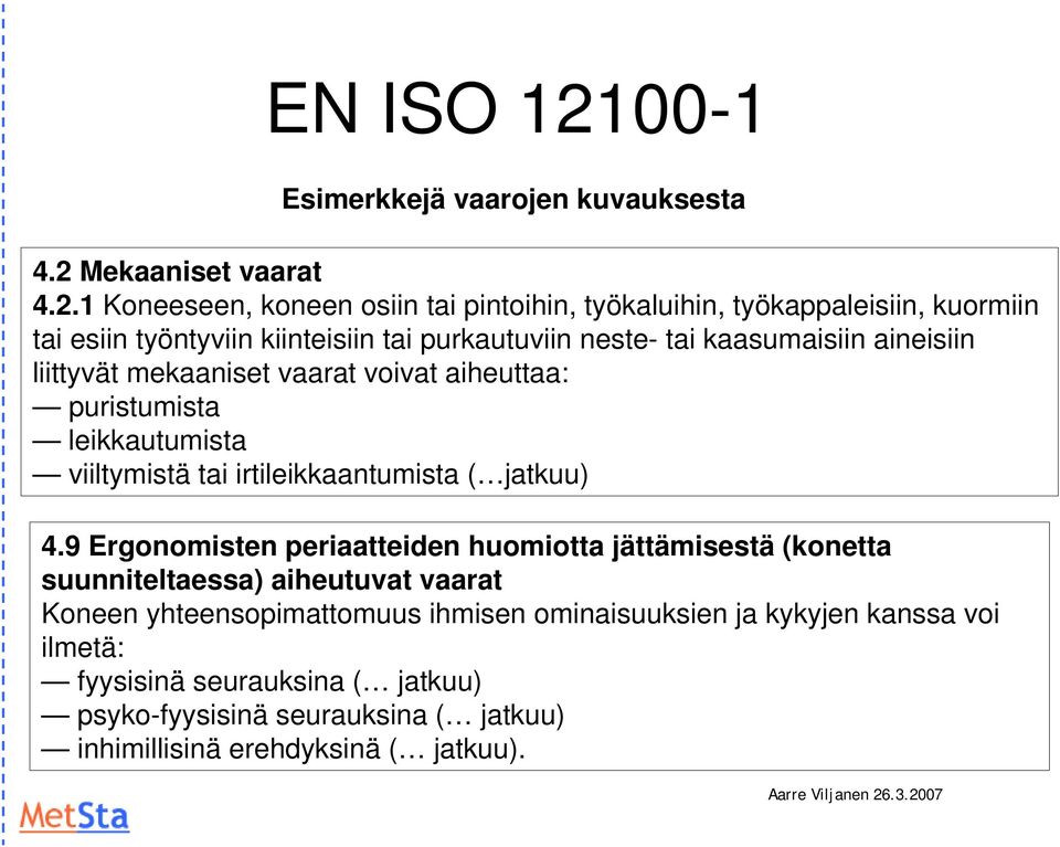 Mekaaniset vaarat 4.2.