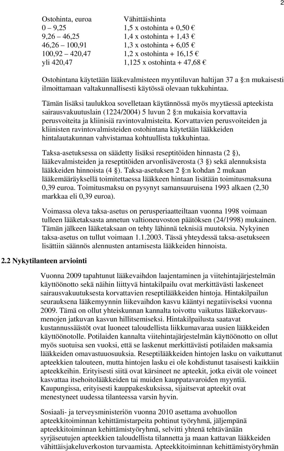 Tämän lisäksi taulukkoa sovelletaan käytännössä myös myytäessä apteekista sairausvakuutuslain (1224/2004) 5 luvun 2 :n mukaisia korvattavia perusvoiteita ja kliinisiä ravintovalmisteita.