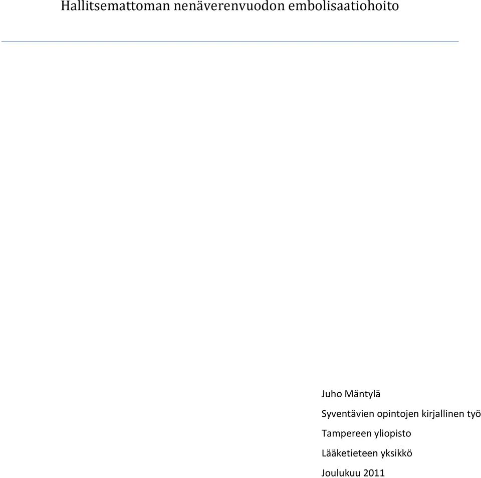 Syventävien opintojen kirjallinen työ