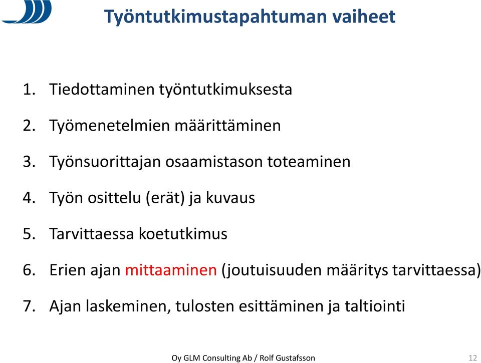 Työn osittelu (erät) ja kuvaus 5. Tarvittaessa koetutkimus 6.