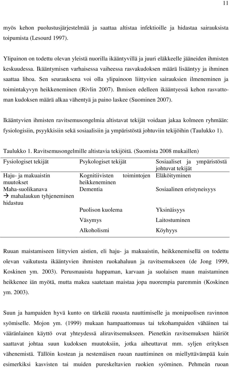 Sen seurauksena voi olla yliainoon liittyvien sairauksien ilmeneminen ja toimintakyvyn heikkeneminen (Rivlin 2007).