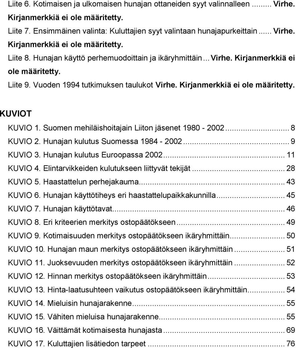 Suomen mehiläishoitajain Liiton jäsenet 1980-2002... 8 KUVIO 2. Hunajan kulutus Suomessa 1984-2002... 9 KUVIO 3. Hunajan kulutus Euroopassa 2002... 11 KUVIO 4.