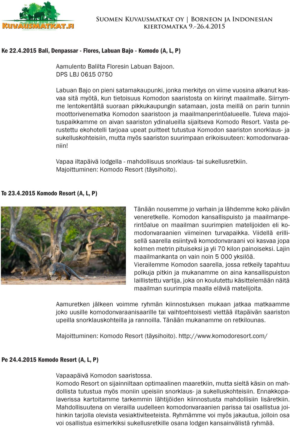 Siirrymme lentokentältä suoraan pikkukaupungin satamaan, josta meillä on parin tunnin moottorivenematka Komodon saaristoon ja maailmanperintöalueelle.