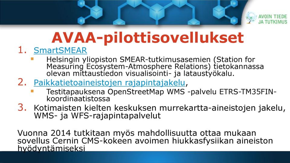 mittaustiedon visualisointi- ja lataustyökalu. 2.