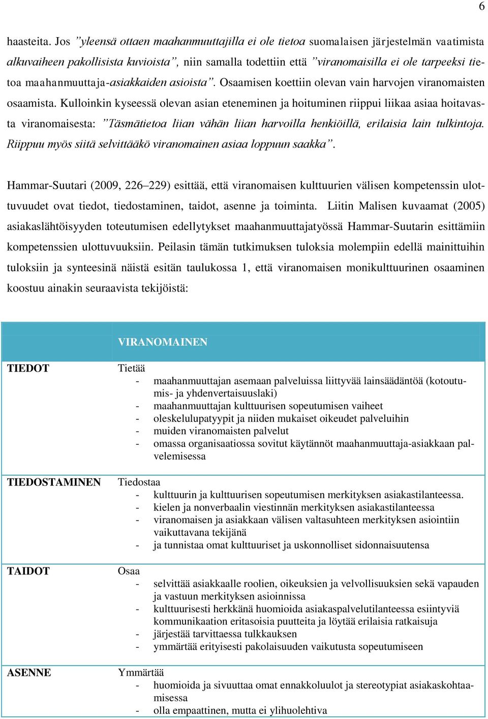 maahanmuuttaja-asiakkaiden asioista. Osaamisen koettiin olevan vain harvojen viranomaisten osaamista.