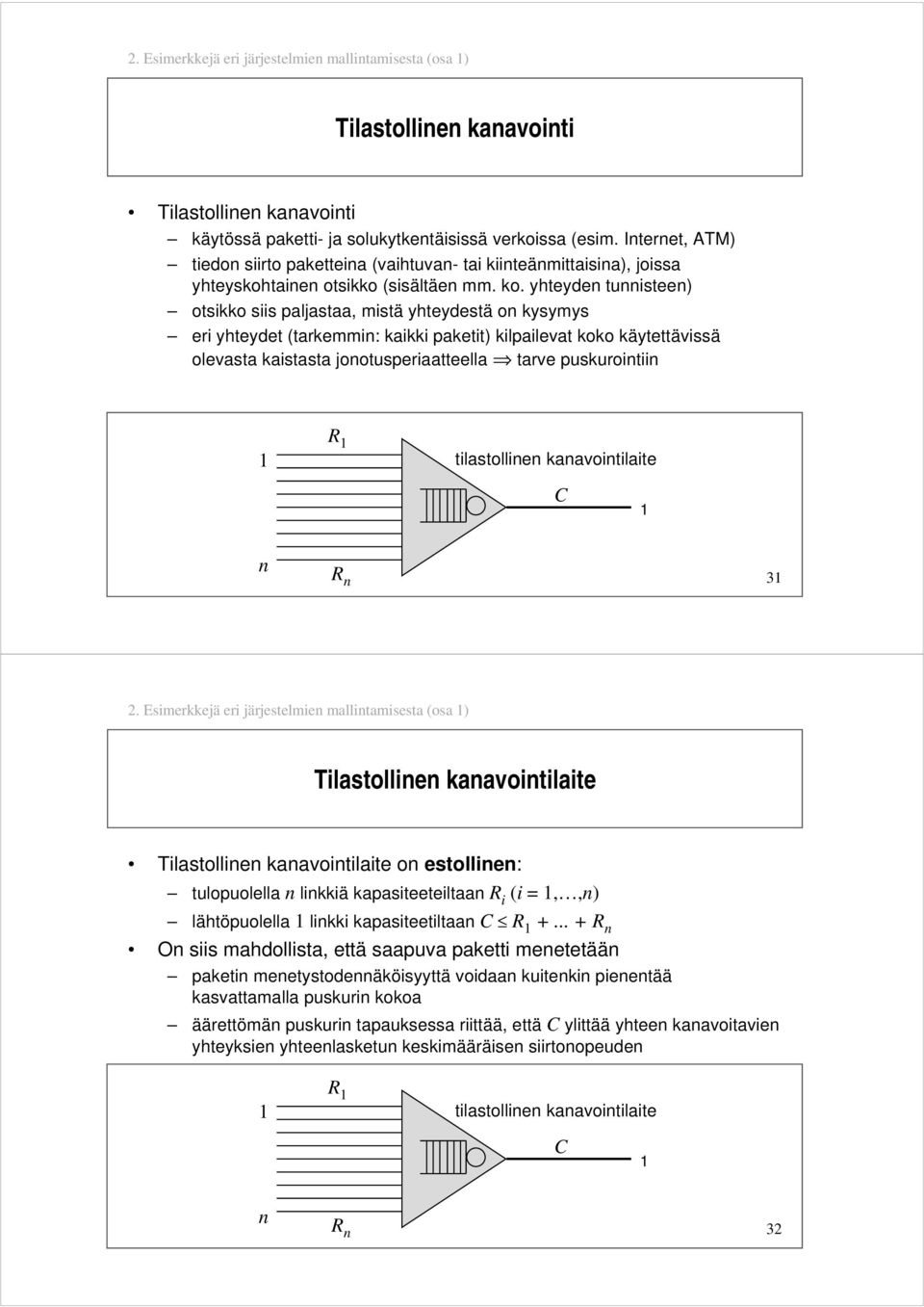 yhteyden tunnisteen) otsikko siis paljastaa, mistä yhteydestä on kysymys eri yhteydet (tarkemmin: kaikki paketit) kilpailevat koko käytettävissä olevasta kaistasta jonotusperiaatteella tarve