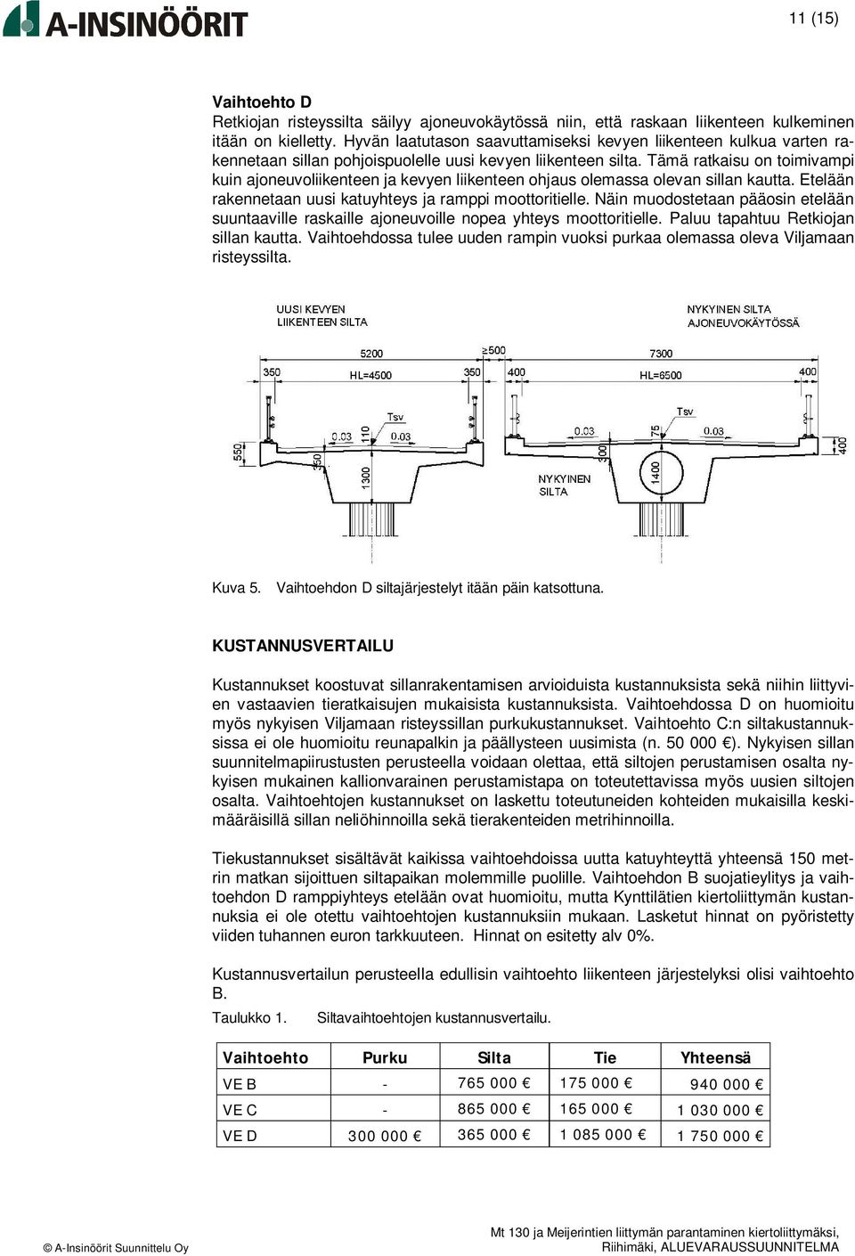 Tämä ratkaisu on toimivampi kuin ajoneuvoliikenteen ja kevyen liikenteen ohjaus olemassa olevan sillan kautta. Etelään rakennetaan uusi katuyhteys ja ramppi moottoritielle.