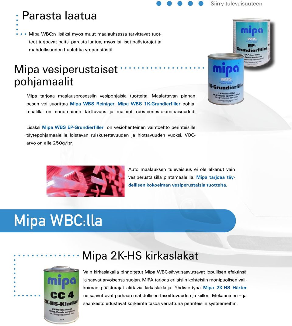 Mipa WBS 1K-Grundierfiller pohjamaalilla on erinomainen tarttuvuus ja mainiot ruosteenesto-ominaisuuded.