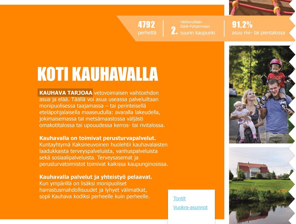 upouudessa kerros- tai rivitalossa. Kauhavalla on toimivat perusturvapalvelut.