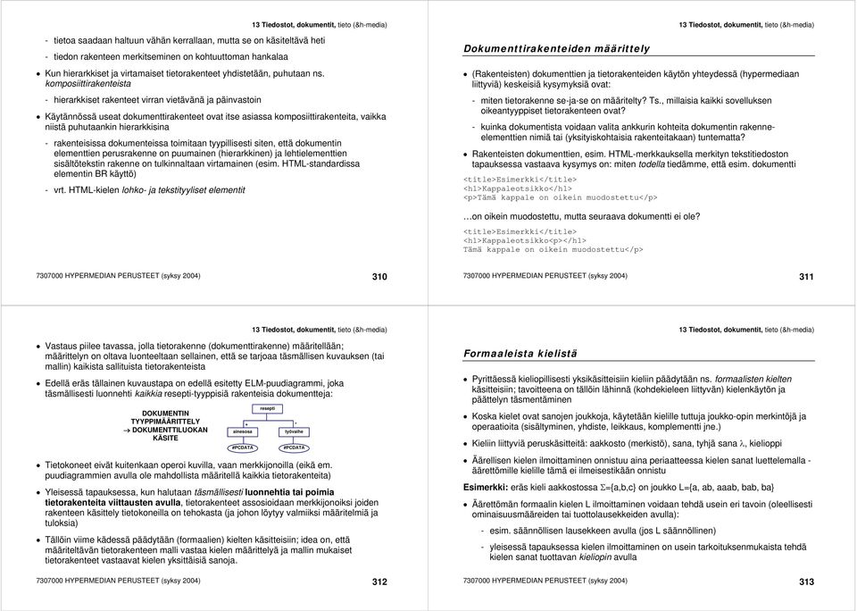 komposiittirakenteista - hierarkkiset rakenteet virran vietävänä ja päinvastoin Käytännössä useat dokumenttirakenteet ovat itse asiassa komposiittirakenteita, vaikka niistä puhutaankin hierarkkisina