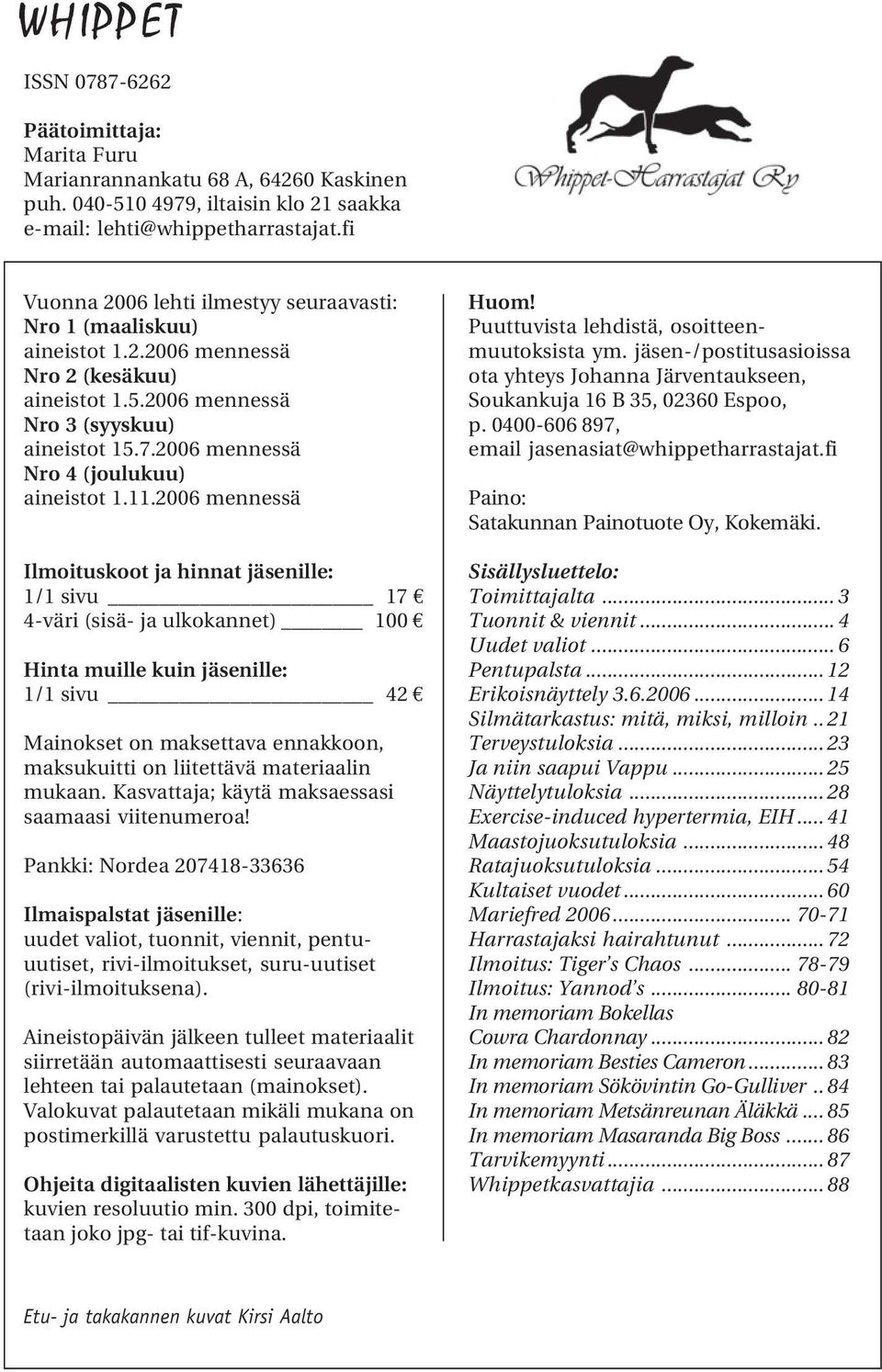 2006 mennessä Nro 4 (joulukuu) aineistot 1.11.