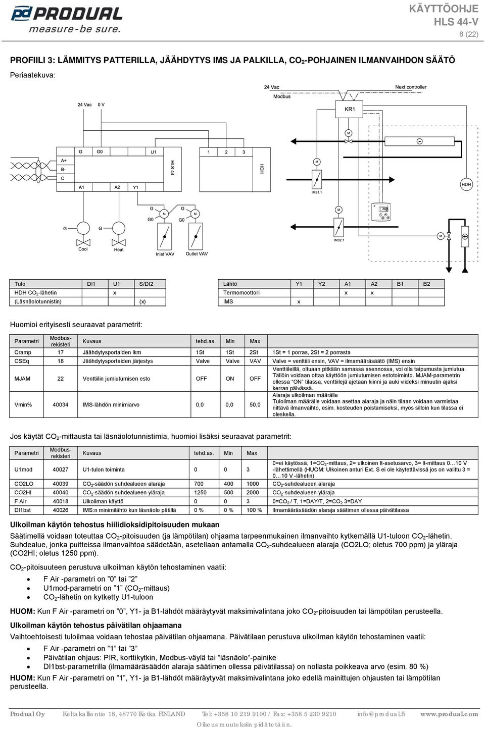 CSEq 18 Jäähdytysportaiden järjestys Valve Valve VAV Valve = venttiili ensin, VAV = ilmamääräsäätö (IMS) ensin MJAM 22 Venttiilin jumiutumisen esto OFF ON OFF Venttiileillä, oltuaan pitkään samassa