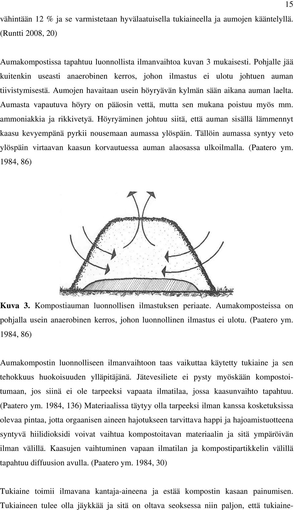 Aumasta vapautuva höyry on pääosin vettä, mutta sen mukana poistuu myös mm. ammoniakkia ja rikkivetyä.