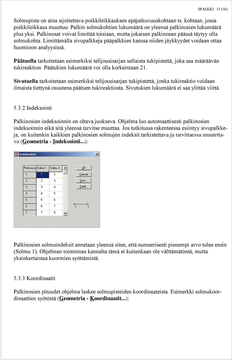 Limittämälla sivupalkkeja pääpalkkien kanssa niiden jäykkyydet voidaan ottaa huomioon analyysissä.