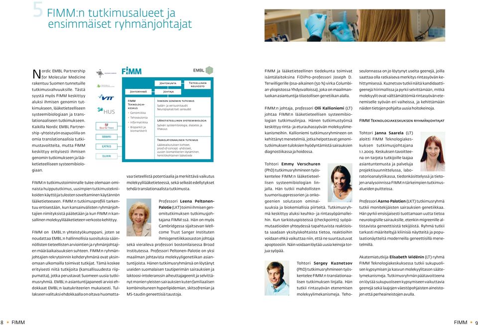 Kaikilla Nordic EMBL Partnership -yhteistyön osapuolilla on Johtoryhmä FIMM Teknologiakeskus Genomiikka Tehoseulonta Informatiikka Biopankit ja biomarkkerit Johtokunta Johtaja Ihmisen genomin