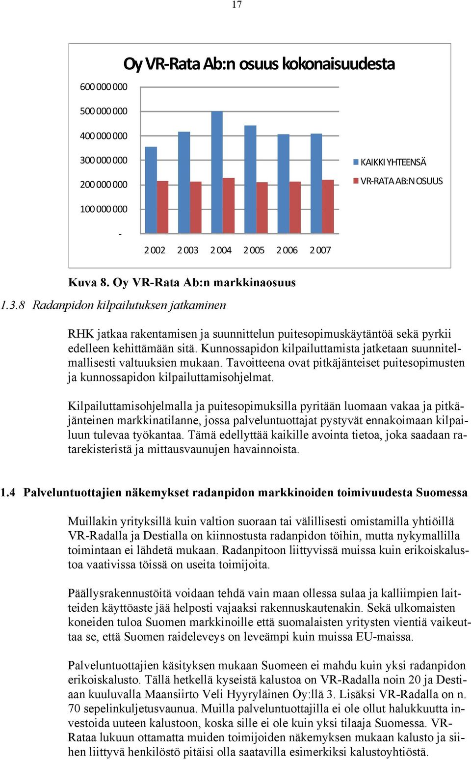 Kunnossapidon kilpailuttamista jatketaan suunnitelmallisesti valtuuksien mukaan. Tavoitteena ovat pitkäjänteiset puitesopimusten ja kunnossapidon kilpailuttamisohjelmat.