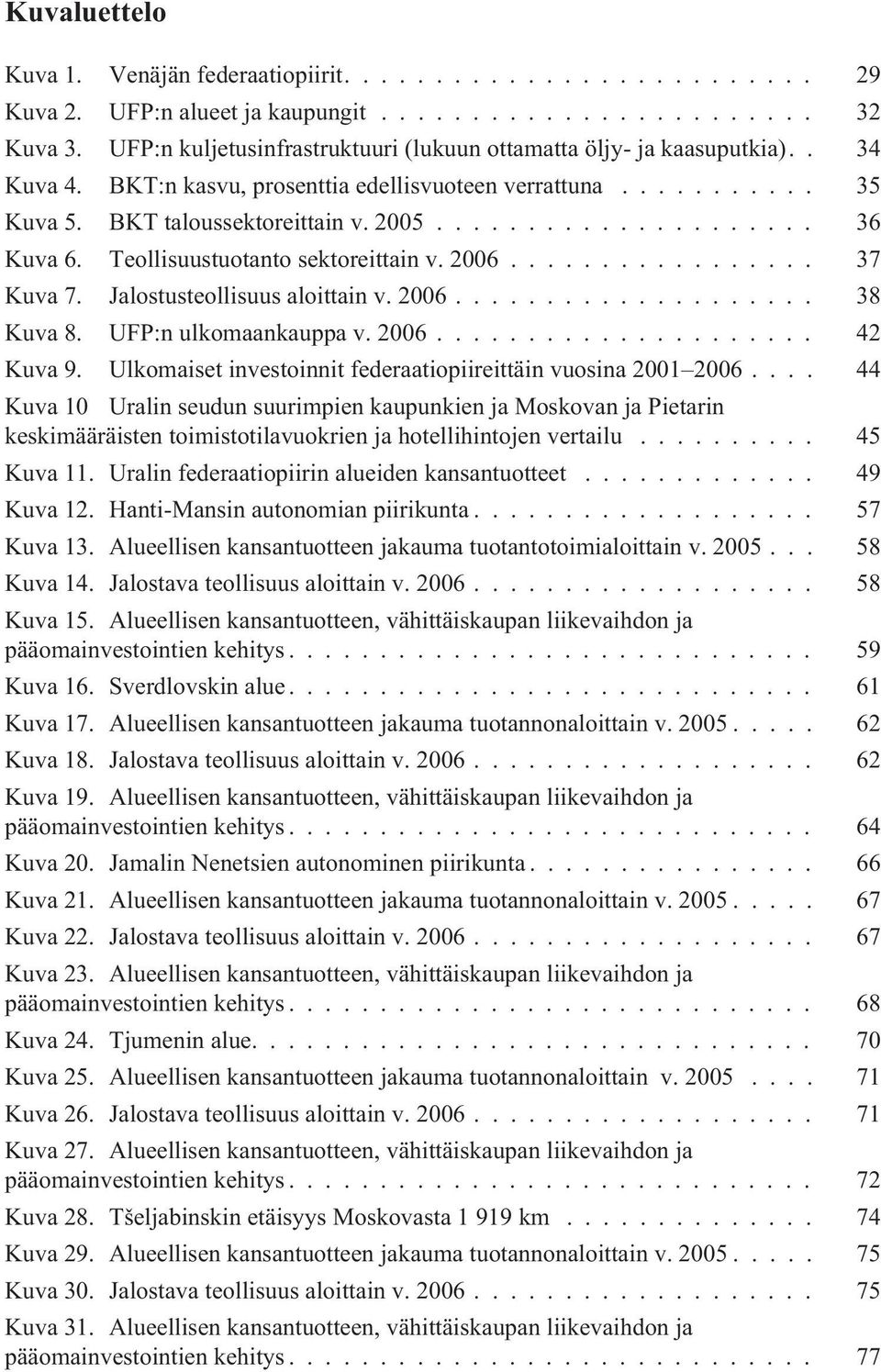 2006... 38 Kuva 8. UFP:n ulkomaankauppa v. 2006... 42 Kuva 9. Ulkomaiset investoinnit federaatiopiireittäin vuosina 2001 2006.