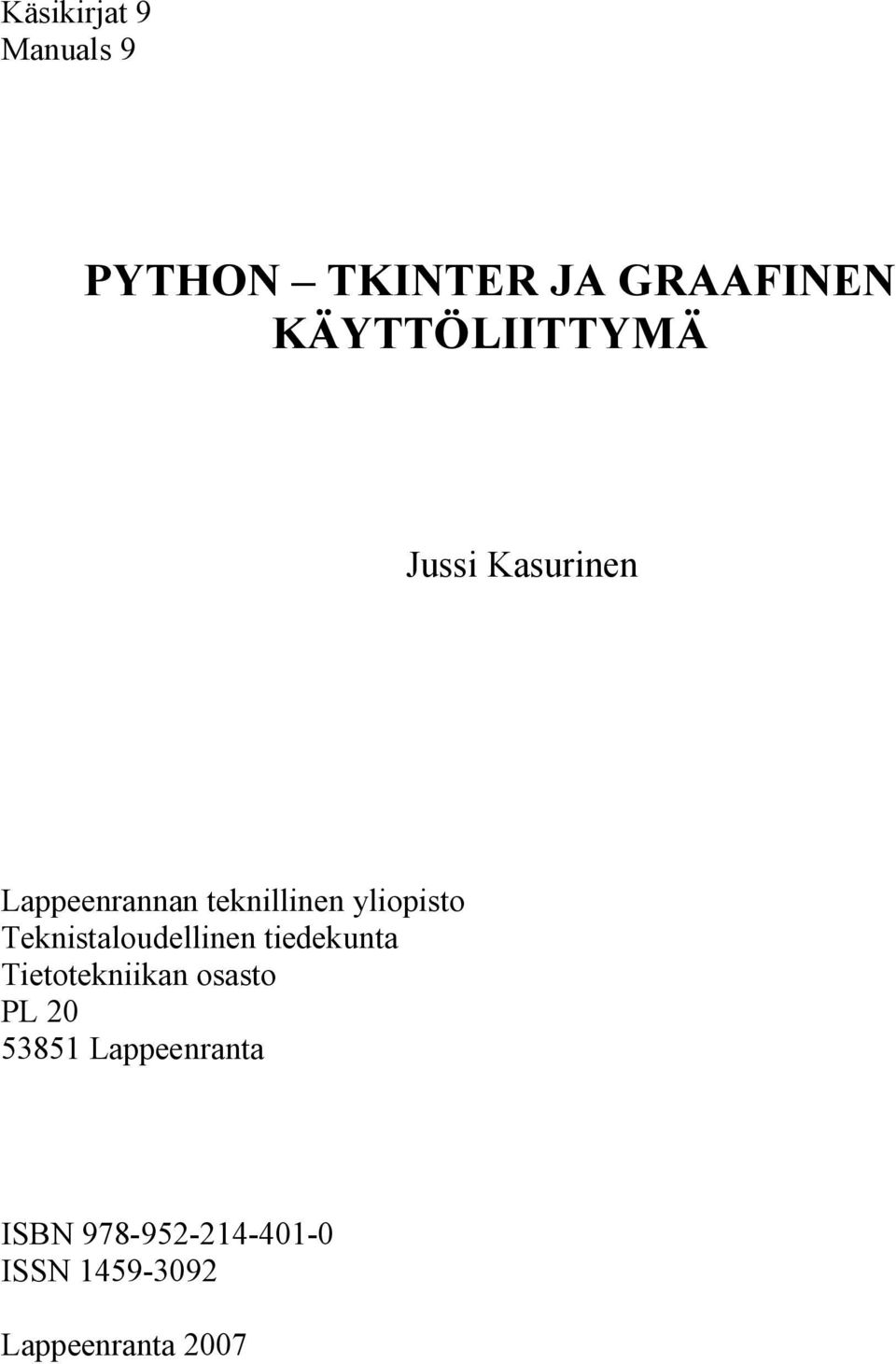 yliopisto Teknistaloudellinen tiedekunta Tietotekniikan osasto