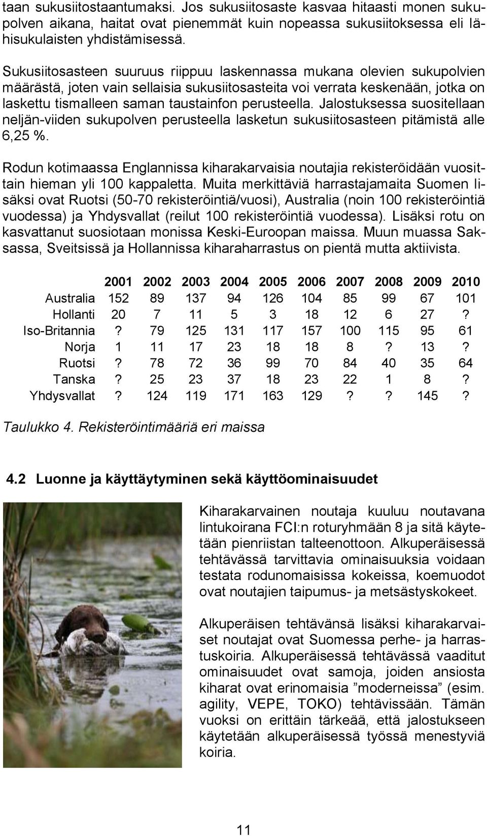 perusteella. Jalostuksessa suositellaan neljän-viiden sukupolven perusteella lasketun sukusiitosasteen pitämistä alle 6,25 %.