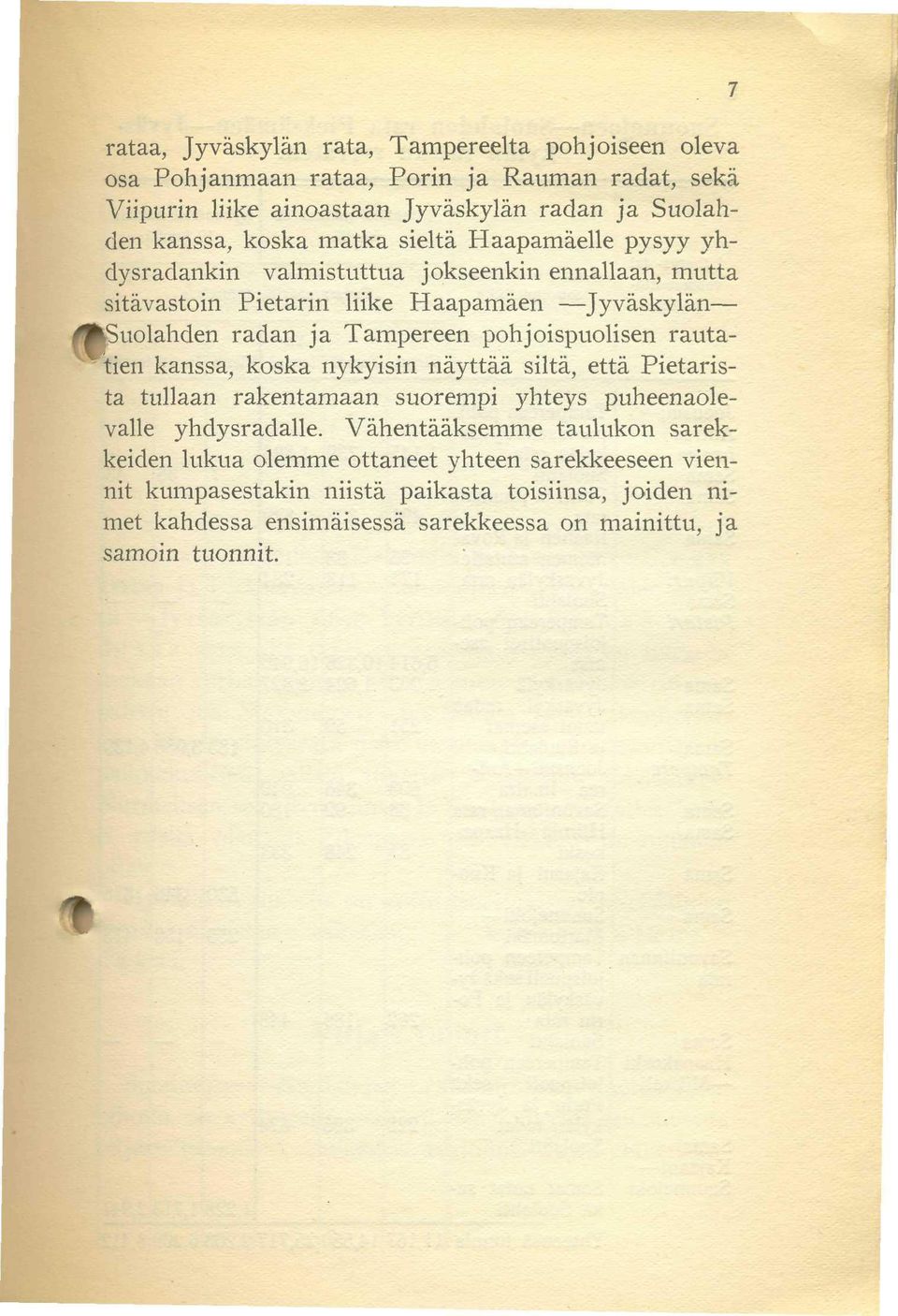 pohjoispuolisen rautatien kanssa, koska nykyisin näyttää siltä, että Pietarista tullaan rakentamaan suorempi yhteys puheenaolevalle yhdysradalle.