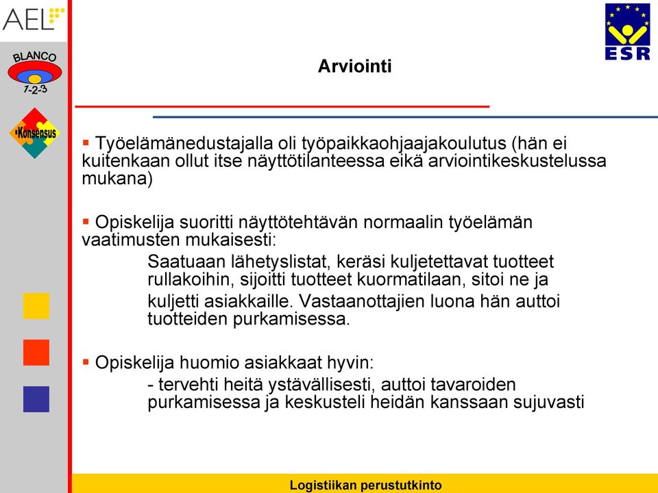 tuotteet rullakoihin, sijoitti tuotteet kuormatilaan, sitoi ne ja kuljetti asiakkaille.