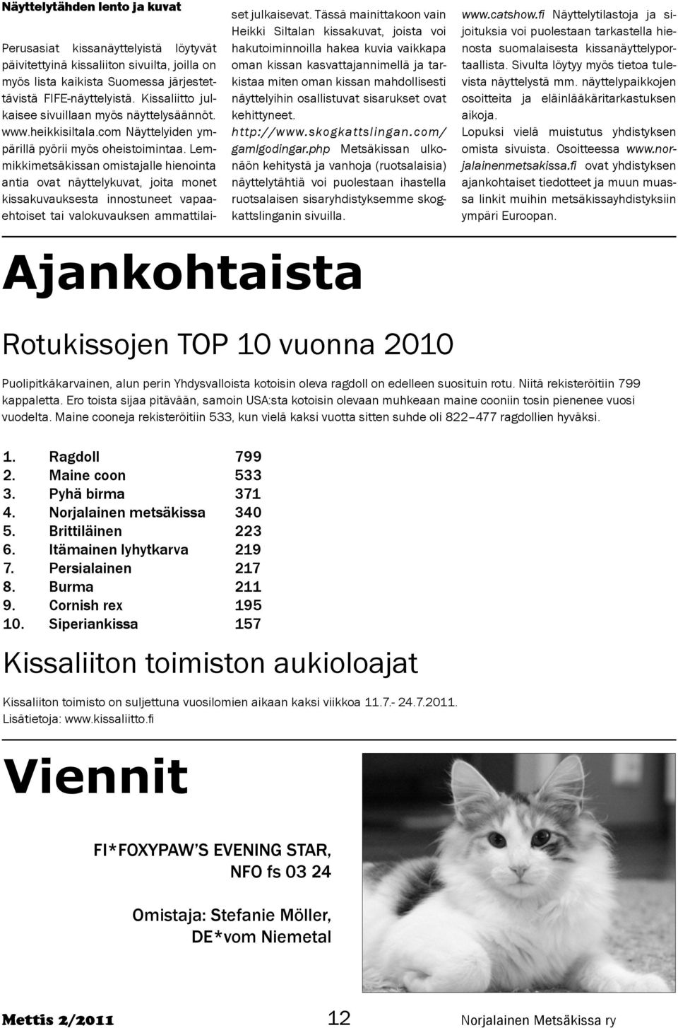 Lemmikkimetsäkissan omistajalle hienointa antia ovat näyttelykuvat, joita monet kissakuvauksesta innostuneet vapaaehtoiset tai valokuvauksen ammattilaiset julkaisevat.