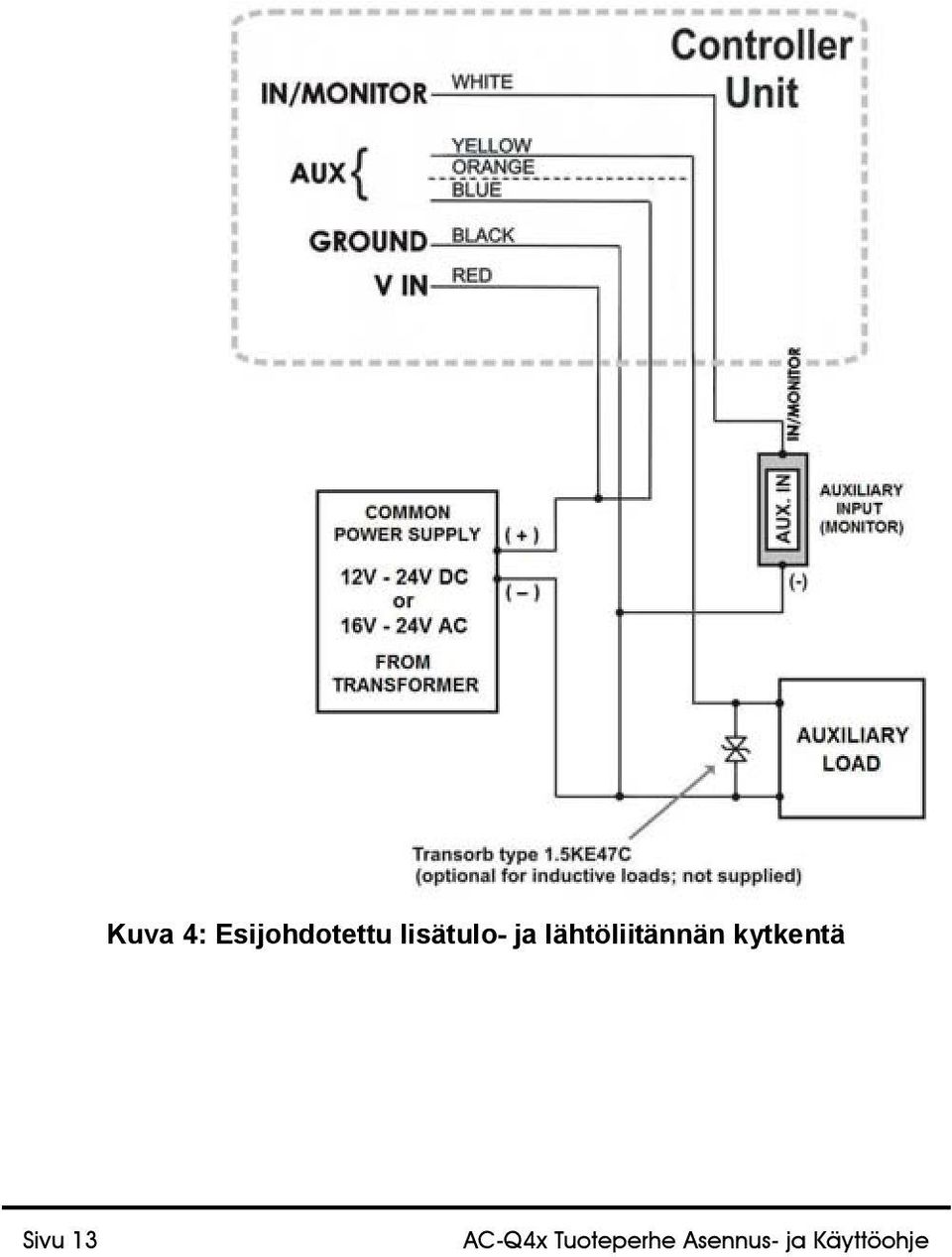 lähtöliitännän kytkentä