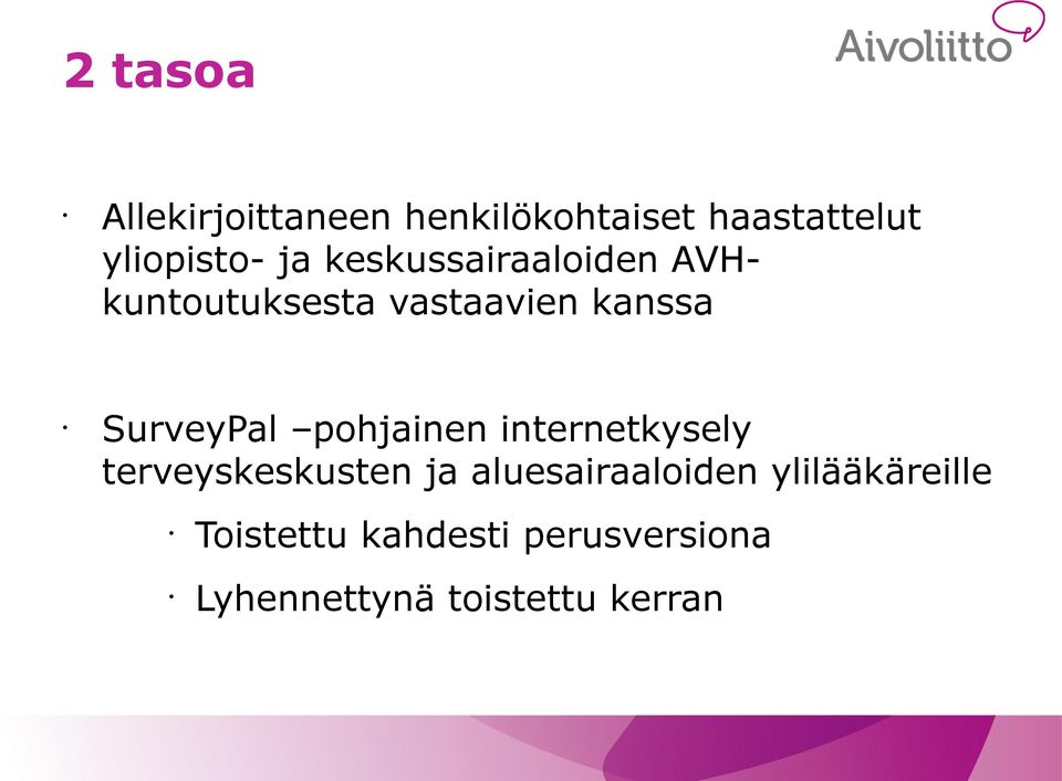 pohjainen internetkysely terveyskeskusten ja aluesairaaloiden