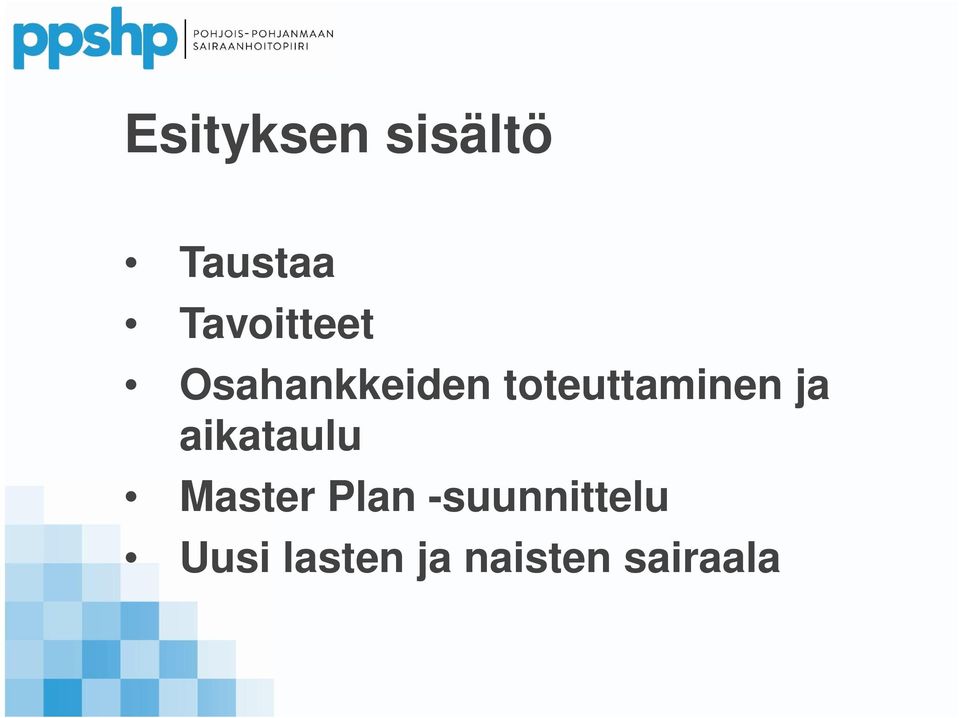 toteuttaminen ja aikataulu Master