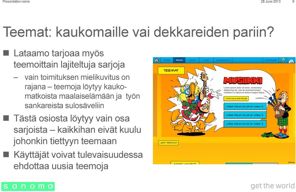 teemoja löytyy kaukomatkoista maalaiselämään ja työn sankareista sulosäveliin Tästä osiosta