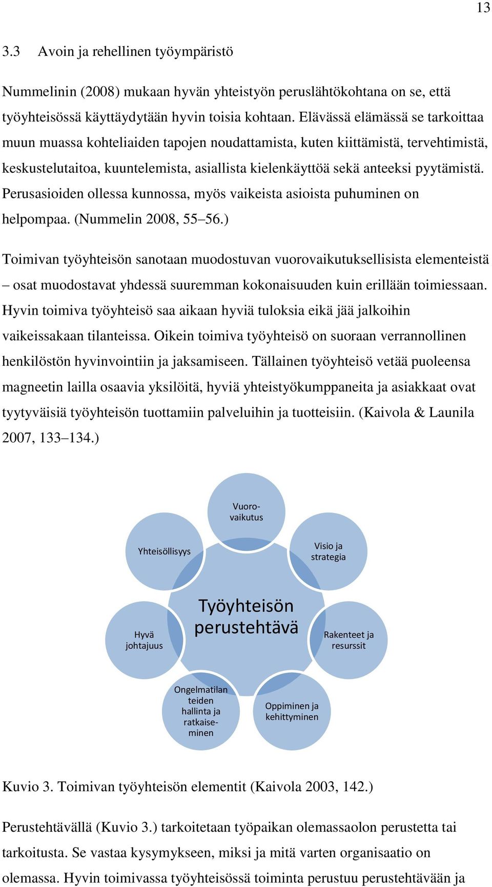 Perusasioiden ollessa kunnossa, myös vaikeista asioista puhuminen on helpompaa. (Nummelin 2008, 55 56.