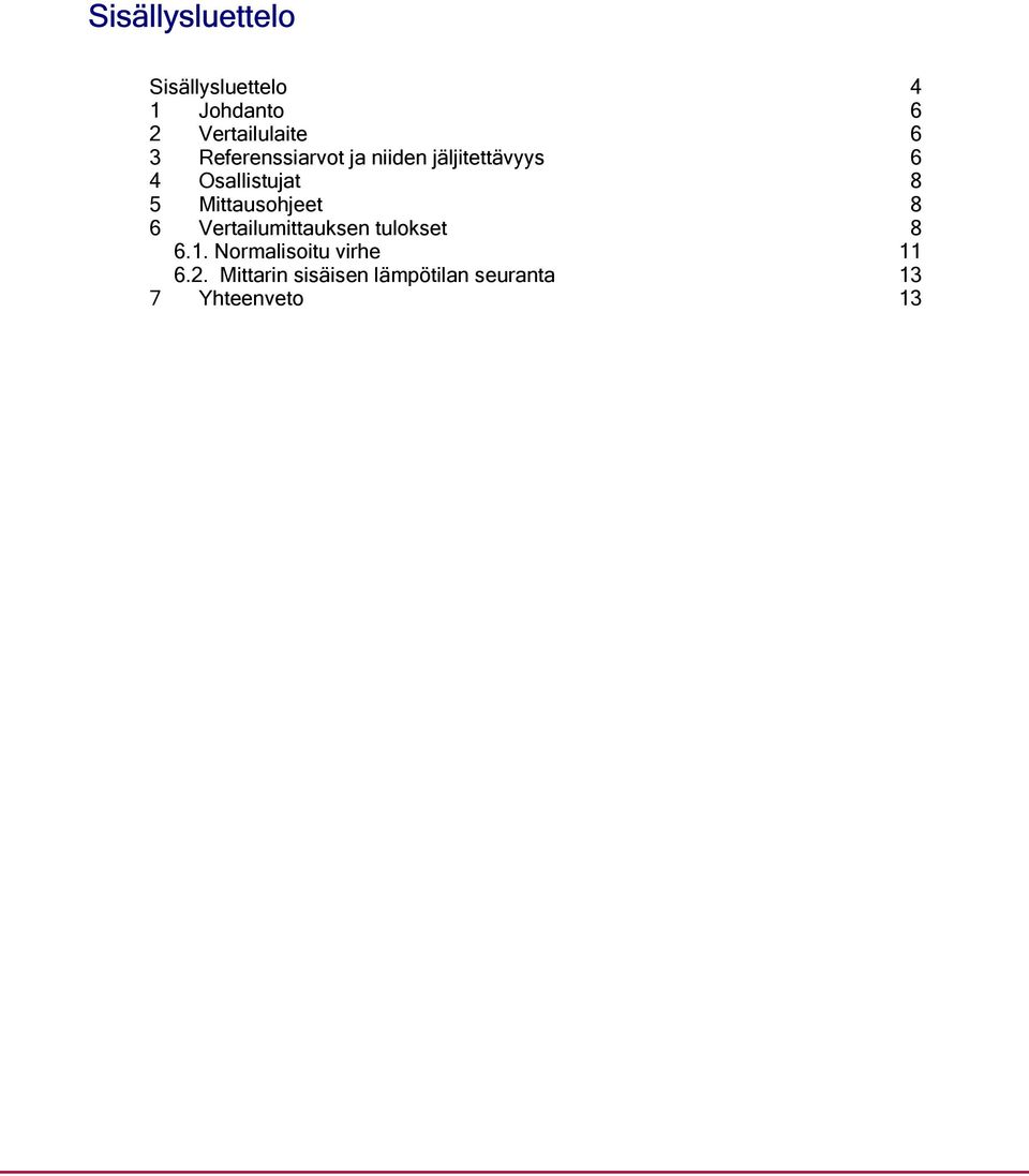 ittausohjeet 8 6 Vertailumittauksen tulokset 8 6.1.