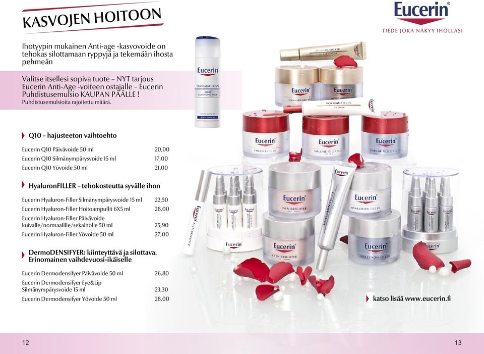 Q10 hajusteeton vaihtoehto Eucerin Q10 Päivävoide 50 ml 20,00 Eucerin Q10 Silmänympärysvoide 15 ml 17,00 Eucerin Q10 Yövoide 50 ml 21,00 HyaluronFILLER tehokosteutta syvälle ihon Eucerin