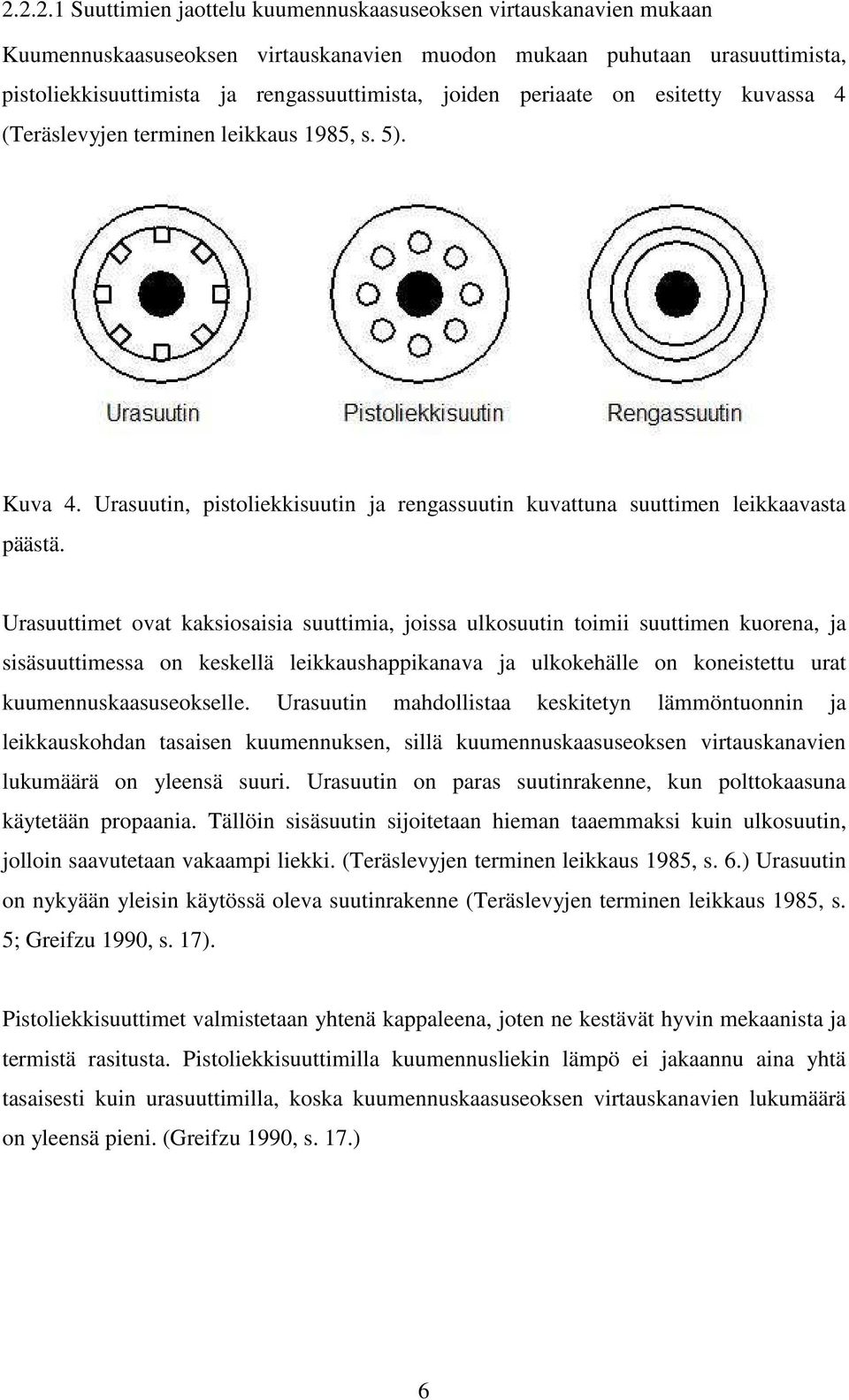 Urasuuttimet ovat kaksiosaisia suuttimia, joissa ulkosuutin toimii suuttimen kuorena, ja sisäsuuttimessa on keskellä leikkaushappikanava ja ulkokehälle on koneistettu urat kuumennuskaasuseokselle.