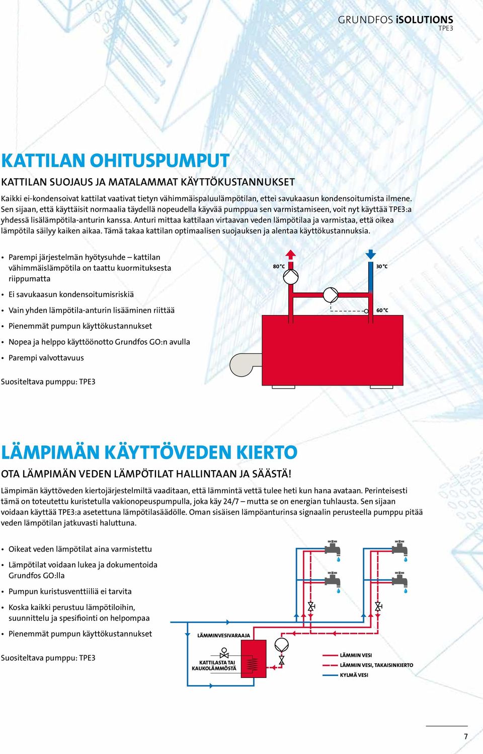 Anturi mittaa kattilaan virtaavan veden lämpötilaa ja varmistaa, että oikea lämpötila säilyy kaiken aikaa. Tämä takaa kattilan optimaalisen suojauksen ja alentaa käyttökustannuksia.