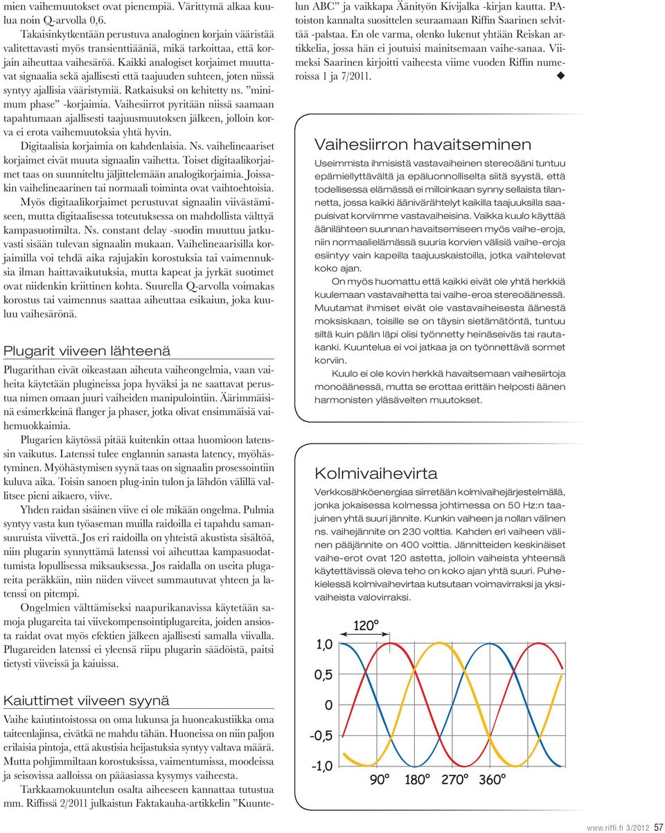 Kaikki analogiset korjaimet muuttavat signaalia sekä ajallisesti että taajuuden suhteen, joten niissä syntyy ajallisia vääristymiä. Ratkaisuksi on kehitetty ns. minimum phase -korjaimia.