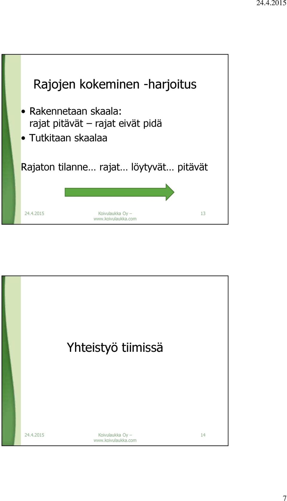 Tutkitaan skaalaa Rajaton tilanne rajat