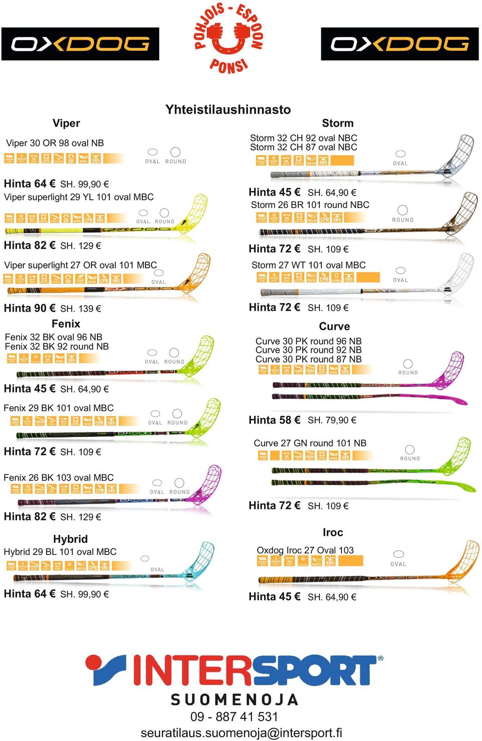 139 Fenix Fenix 32 BK oval 96 NB Fenix 32 BK 92 round NB Storm 26 BR 1 round NBC Storm 27 WT 1 oval MBC Hinta 72 SH.