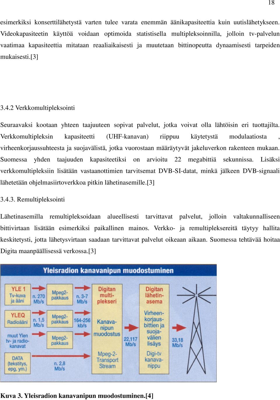 mukaisesti.[3] 3.4.2 Verkkomultipleksointi Seuraavaksi kootaan yhteen taajuuteen sopivat palvelut, jotka voivat olla lähtöisin eri tuottajilta.