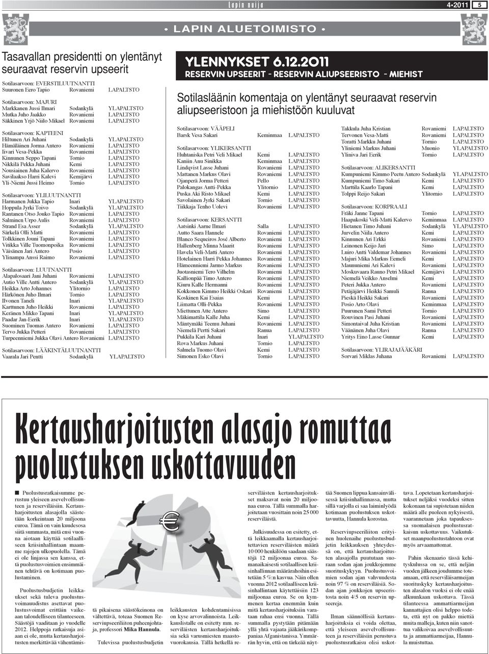 YLAPALTSTO Hämäläinen Jorma Antero Rovaniemi LAPALTSTO Iivari Vesa-Pekka Rovaniemi LAPALTSTO Kinnunen Seppo Tapani Tornio LAPALTSTO Nikkilä Pekka Juhani Kemi LAPALTSTO Nousiainen Juha Kalervo