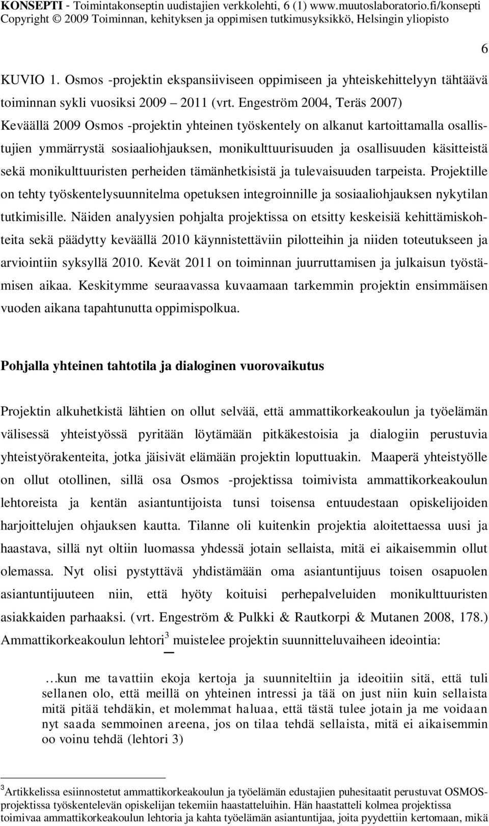 sekä monikulttuuristen perheiden tämänhetkisistä ja tulevaisuuden tarpeista. Projektille on tehty työskentelysuunnitelma opetuksen integroinnille ja sosiaaliohjauksen nykytilan tutkimisille.