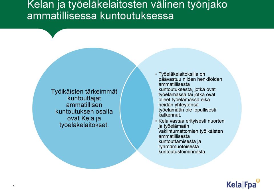 Työeläkelaitoksilla on päävastuu niiden henkilöiden ammatillisesta kuntoutuksesta, jotka ovat työelämässä tai jotka ovat olleet